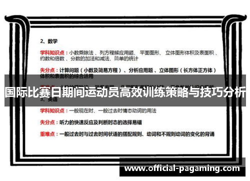 国际比赛日期间运动员高效训练策略与技巧分析 国际比赛日期间运动员高效训练策略与技巧分析