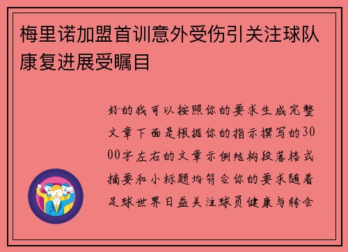 梅里诺加盟首训意外受伤引关注球队康复进展受瞩目 梅里诺加盟首训意外受伤引关注球队康复进展受瞩目